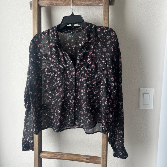 Wild Fable - black floral blouse - Picture 1 of 6